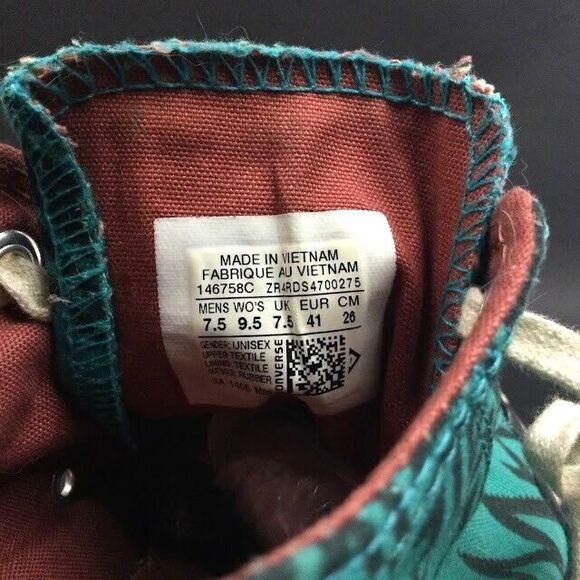 Converse All-Star - Men Sz 7.5/Women Sz 9.5-Teal Chevron Print Low Skate-146758C - Picture 8 of 8